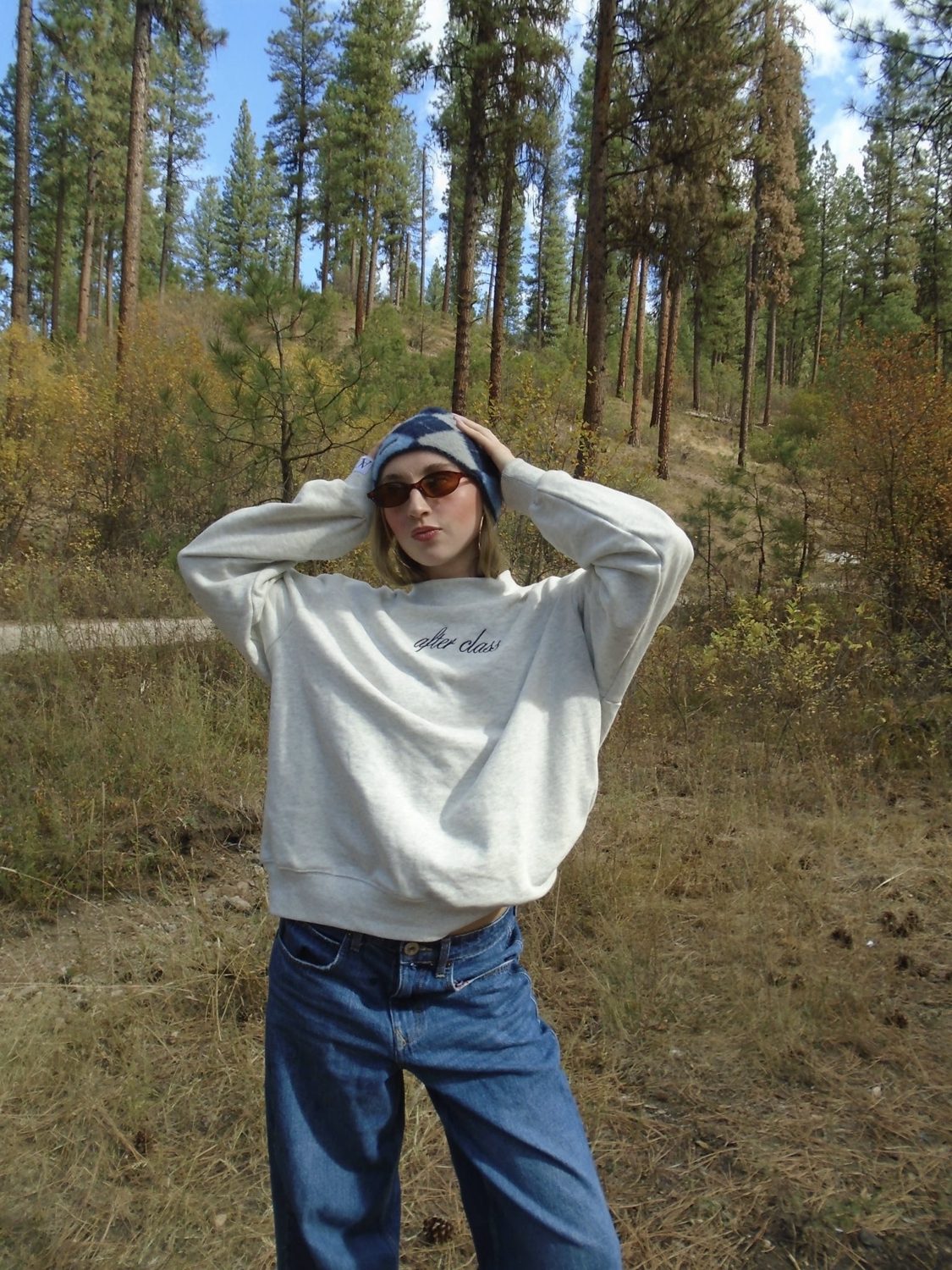 Friend in a Heather Grey Mockneck