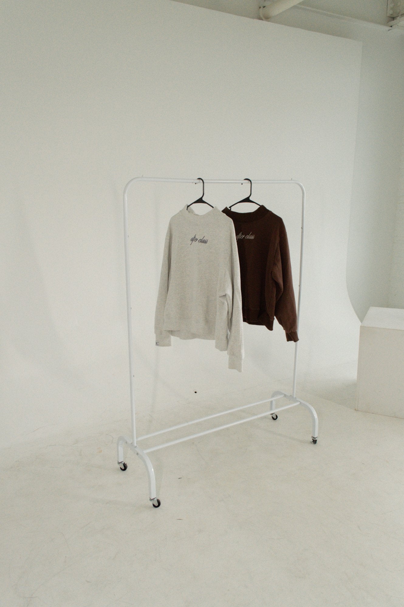 The After Class collection on a studio rack